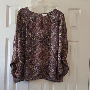 J. Jill Paisley Blouse - Purple and Brown